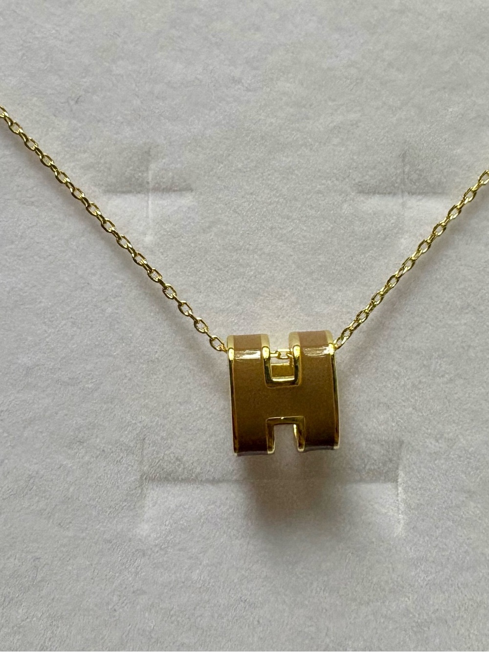 Gold H-Shaped Pendant Necklace - Elegant Women's Jewelry